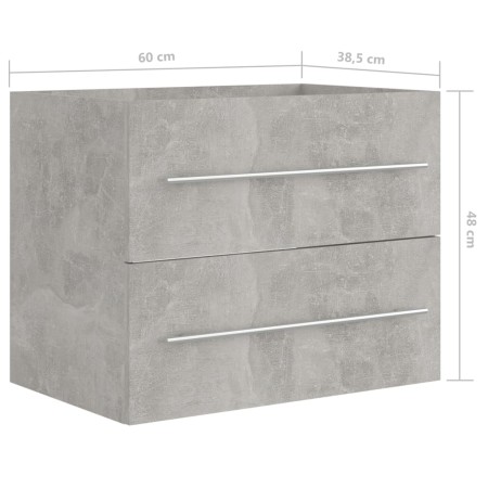 Mobile Lavabo Grigio Cemento 60x38,5x48 cm in Legno Multistrato