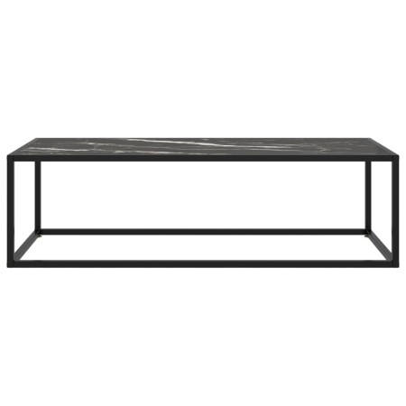 Tavolino da Salotto Nero con Vetro Marmo Nero 120x50x35 cm