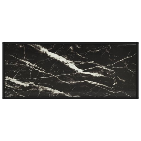 Tavolino da Salotto Nero con Vetro Marmo Nero 120x50x35 cm