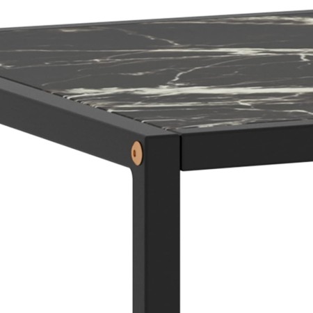 Tavolino da Salotto Nero con Vetro Marmo Nero 120x50x35 cm