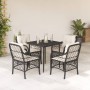 Set da Pranzo da Giardino 5 pz Nero con Cuscini in Polyrattan