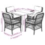 Set Pranzo da Giardino 5pz con Cuscini Grigio Chiaro Polyrattan