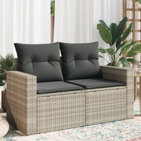 Divano da Giardino con Cuscini 2 Posti Grigio Chiaro Polyrattan