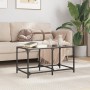 Tavolino con Piano in Vetro Nero 78,5x40x40 cm Acciaio