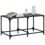Tavolino con Piano in Vetro Nero 78,5x40x40 cm Acciaio