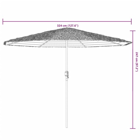 Ombrellone Giardino con Palo in Acciaio Blu 324x324x247 cm