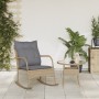 Sedia a Dondolo da Giardino con Cuscini in Polyrattan Beige