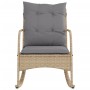 Sedia a Dondolo da Giardino con Cuscini in Polyrattan Beige