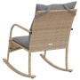 Sedia a Dondolo da Giardino con Cuscini in Polyrattan Beige