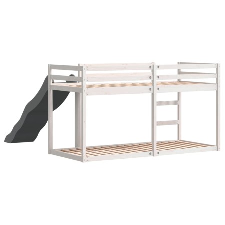 Letto a Castello Scivolo e Scala Bianco 90x190 cm Legno di Pino