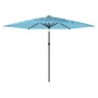 Ombrellone Giardino con Palo in Acciaio Blu 288x288x225 cm