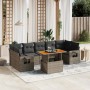 Set Divano da Giardino 8 pz con Cuscini Grigio in Polyrattan