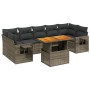 Set Divano da Giardino 8 pz con Cuscini Grigio in Polyrattan