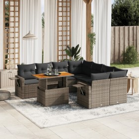 Set Divano da Giardino 8 pz con Cuscini Grigio in Polyrattan