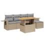 Set Divano da Giardino 6 pz con Cuscini Beige in Polyrattan