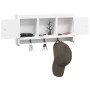 Armadietto per Chiavi Bianco 40x8,5x20 cm in Legno e Acciaio
