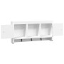 Armadietto per Chiavi Bianco 40x8,5x20 cm in Legno e Acciaio