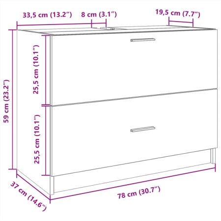 Mobile Lavabo Rovere Fumo 78x37x59 cm in Truciolare