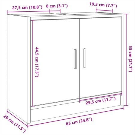 Mobile Lavabo Rovere Fumo 63x29x55 cm in Legno Multistrato