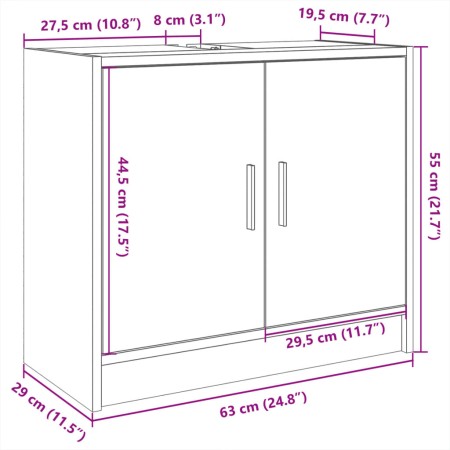 Mobile Lavabo Rovere Fumo 63x29x55 cm in Truciolare