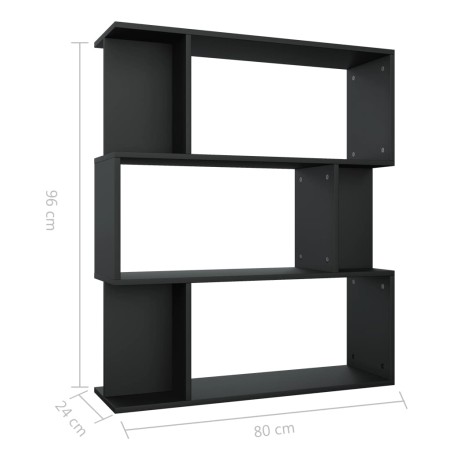 Libreria/Divisorio Nero 80x24x96 cm in Legno Multistrato