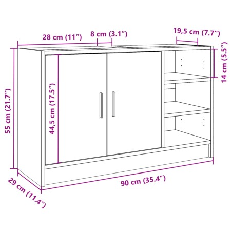 Mobile Lavabo Nero 90x29x55 cm in Truciolato