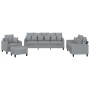 Set Divani 4 pz con Cuscini Grigio Chiaro in Tessuto