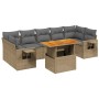 Set Divano da Giardino 8 pz con Cuscini Beige in Polyrattan