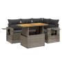 Set Divano da Giardino 5 pz con Cuscini Grigio in Polyrattan