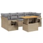 Set Divani da Giardino 7 pz con Cuscini Beige in Polyrattan