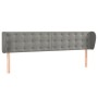 Testiera ad Orecchio Grigio Chiaro 183x23x78/88 cm in Velluto