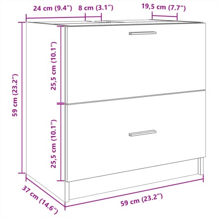 Mobile Lavabo Grigio Cemento 59x37x59 cm in Truciolare