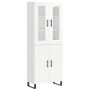 Credenza Bianco Lucido 69,5x34x180 cm in Legno Multistrato