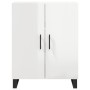 Credenza Bianco Lucido 69,5x34x180 cm in Legno Multistrato