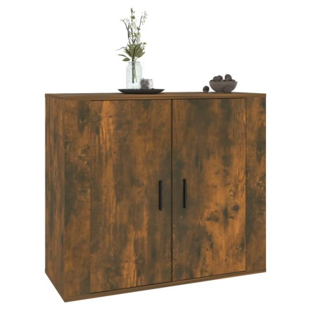 Credenza Rovere Fumo 80x33x70 cm in Legno Multistrato