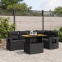 Set Divano da Giardino 6 pz con Cuscini Nero in Polyrattan