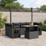 Set Divani da Giardino con Cuscini 7pz Nero Polyrattan