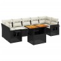 Set Divani da Giardino con Cuscini 8 pz Nero in Polyrattan