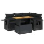 Set Divani da Giardino 5 pz con Cuscini in Polyrattan Nero