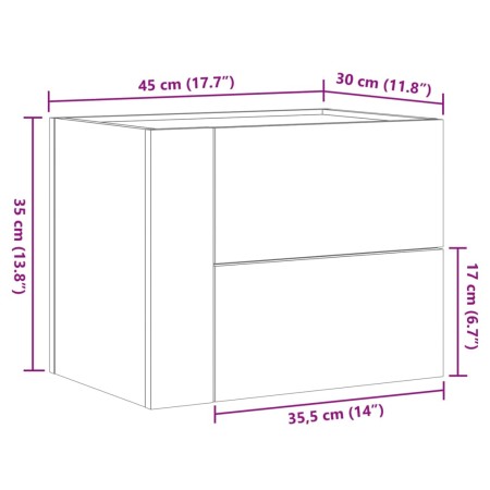 Comodino a Muro Rovere Marrone 45x30x35 cm