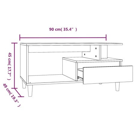 Tavolino Salotto Grigio Cemento 90x49x45 cm Legno Multistrato