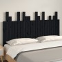 Testiera da Parete Nera 146,5x3x80 cm in Legno Massello di Pino