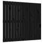 Testiera da Parete Nera 95,5x3x90 cm in Legno Massello di Pino