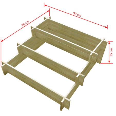 Fioriera a 3 Livelli 90x90x35 cm in Legno Impregnato