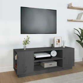 Mobile Porta TV Grigio 110x35x40,5 cm in Legno Massello di Pino