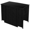 Set da Bistrot 3 pz con Cuscini in Polyrattan Nero