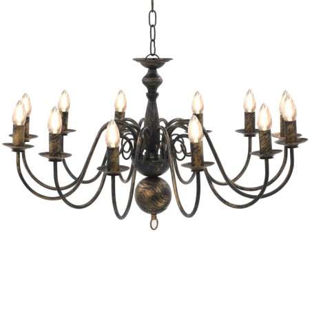 Candelabro Stile Anticato Nero 12 Lampadine E14