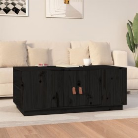 Tavolino da Salotto Nero 100x50x41 cm in Legno Massello di Pino