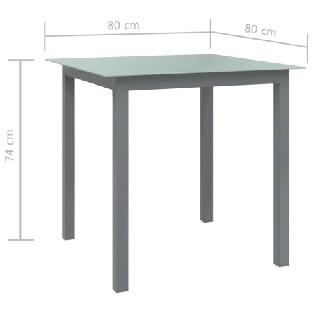 Tavolo da Giardino Antracite 80x80x74 cm in Alluminio e Vetro