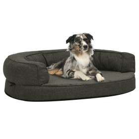 Materasso Ergonomico per Cani 75x53 cm Pile Lino Grigio Scuro